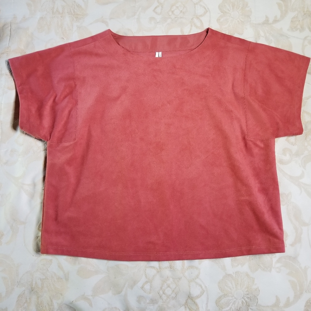 🌸3/$15🌸 Anthropologie faux Suede Apricot Orange Blouse sz XS